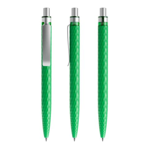 Werbeartikel Prodir QS01 Druckkugelschreiber matt mit Metallclip – grün-silber – mit Logo bedruckt