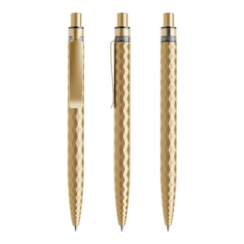 Werbeartikel Prodir QS01 Druckkugelschreiber Stone mit Metallclip – gold-gold – mit Logo bedruckt