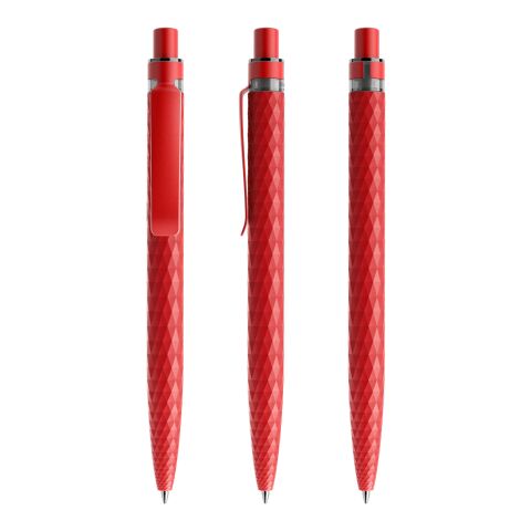 Werbeartikel Prodir QS01 Druckkugelschreiber Stone mit Metallclip – rot-rot – mit Logo bedruckt