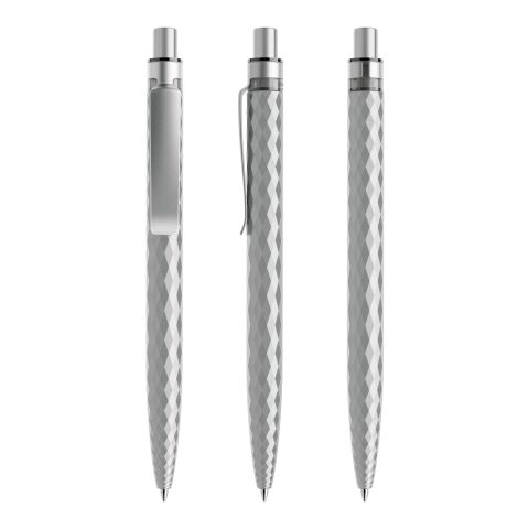 Werbeartikel Prodir QS01 Druckkugelschreiber Stone mit Metallclip – silber-silber – mit Logo bedruckt