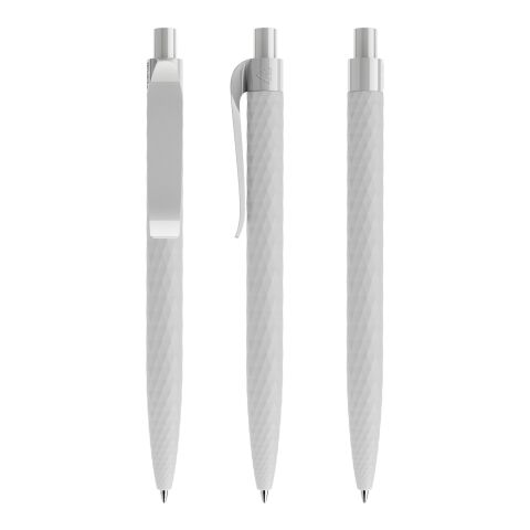 Werbeartikel Prodir QS01 Druckkugelschreiber Soft Touch – hellgrau – mit Logo bedruckt