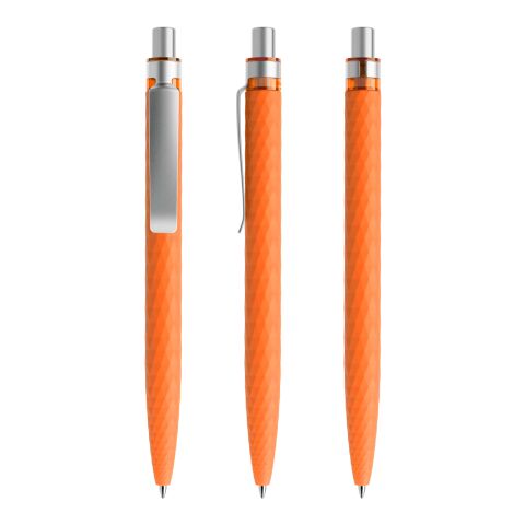 Werbeartikel Prodir QS01 Druckkugelschreiber Soft Touch mit Metallclip – orange-silber – mit Logo bedruckt