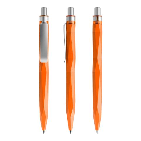 Werbeartikel Prodir QS20 Druckkugelschreiber matt mit Metallclip – orange-silber – mit Logo bedruckt