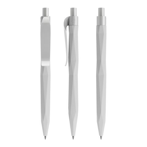 Werbeartikel Prodir QS20 Druckkugelschreiber Soft Touch – hellgrau – mit Logo bedruckt