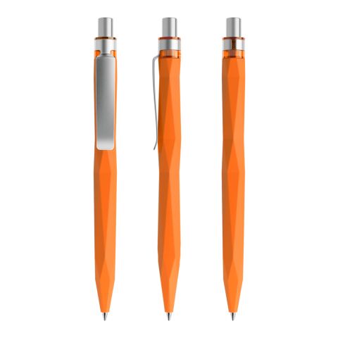 Werbeartikel Prodir QS20 Druckkugelschreiber Soft Touch mit Metallclip – orange-silber – mit Logo bedruckt