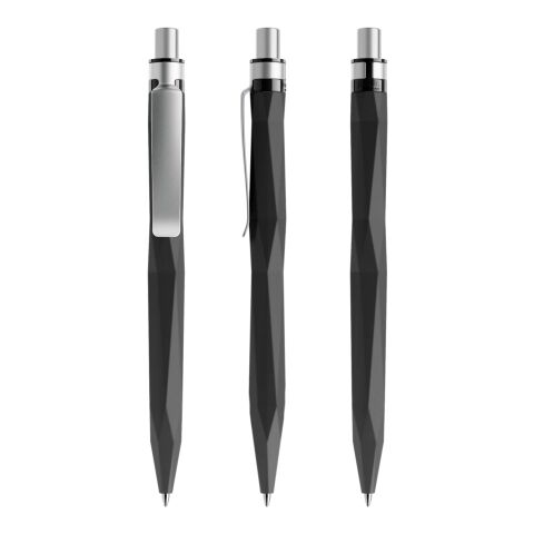 Werbeartikel Prodir QS20 Druckkugelschreiber Soft Touch mit Metallclip – schwarz-silber – mit Logo bedruckt