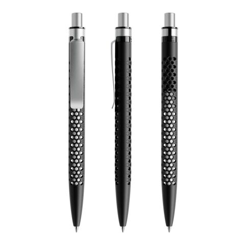 Werbeartikel Prodir QS40 Druckkugelschreiber matt mit Metallclip – schwarz-silber – mit Logo bedruckt