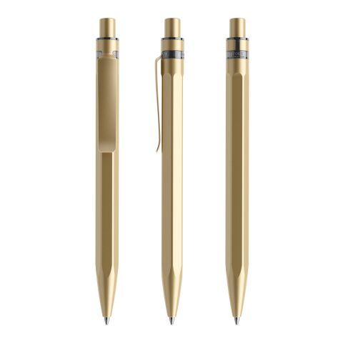 Werbeartikel Prodir QS50 Druckkugelschreiber Stone mit Metallclip – gold-gold – mit Logo bedruckt