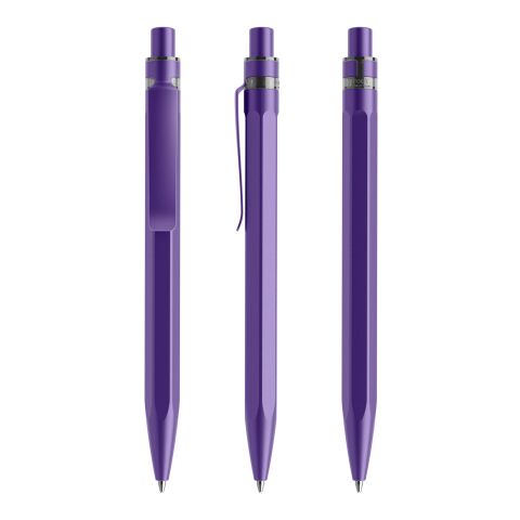 Werbeartikel Prodir QS50 Druckkugelschreiber Stone mit Metallclip – violett-violett – mit Logo bedruckt