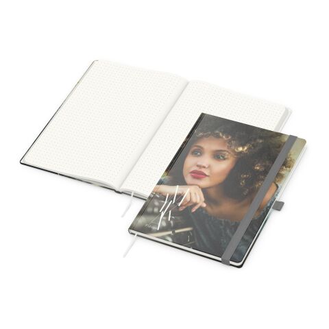 Nachhaltiger Werbeartikel Notizbuch Match-Book RECYCLING Hardcover individuell bedruckt – Silber – mit Logo bedruckt