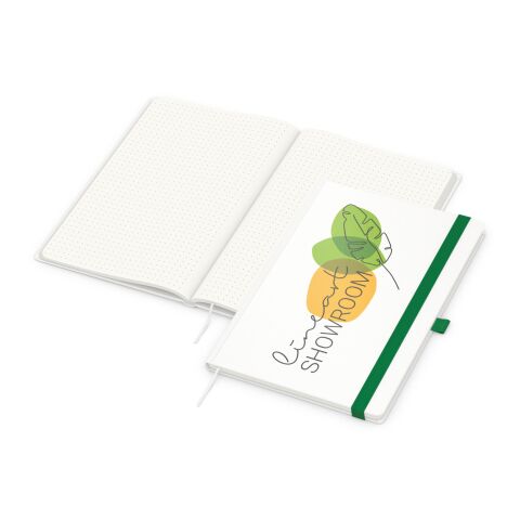 Nachhaltiger Werbeartikel Notizbuch Match-Book RECYCLING Hardcover individuell bedruckt – Grün – mit Logo bedruckt