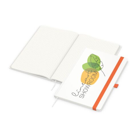 Nachhaltiger Werbeartikel Notizbuch Match-Book RECYCLING Hardcover individuell bedruckt – Orange – mit Logo bedruckt