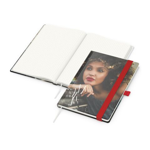 Nachhaltiger Werbeartikel Notizbuch Match-Book RECYCLING Hardcover individuell bedruckt – Rot – mit Logo bedruckt