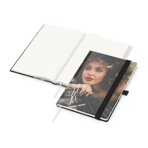 Nachhaltiger Werbeartikel Notizbuch Match-Book RECYCLING Hardcover individuell bedruckt – Schwarz – mit Logo bedruckt