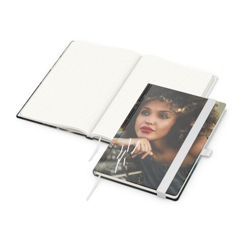 Nachhaltiger Werbeartikel Notizbuch Match-Book RECYCLING Hardcover individuell bedruckt – Weiss – mit Logo bedruckt