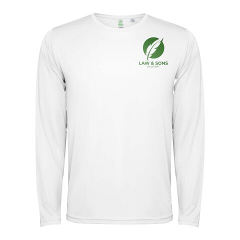48h Express-Druck Werbeartikel Estoril Langarm-Shirt Unisex – weiss – M – mit Logo bedruckt