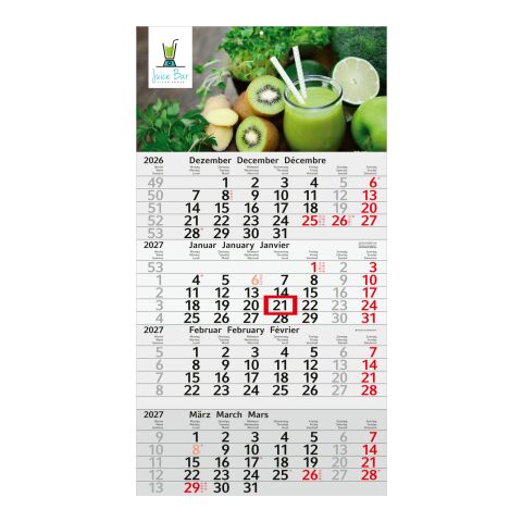 4-Monatskalender Einblatt Budget 4 RECYCLING Schrift modern Rot | 300 × 560 mm | 4C-Quality