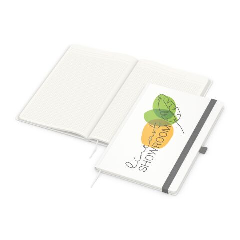 Nachhaltiger Werbeartikel Notizbuch Match-Book RECYCLING Hardcover individuell bedruckt – Silber – mit Logo bedruckt