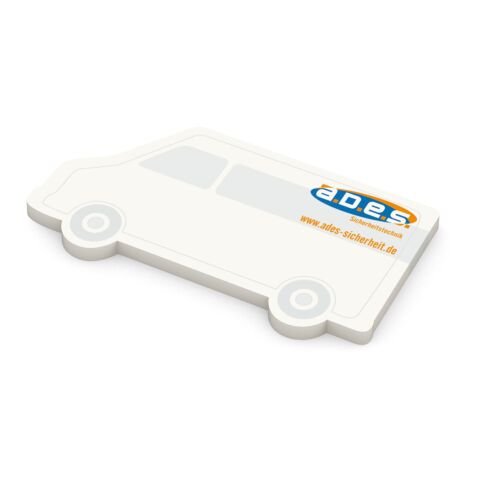 Nachhaltiger Werbeartikel Haftnotizblock Form 100 × 72 mm RECYCLING formgestanzt – 94 × 52 mm – mit Logo bedruckt