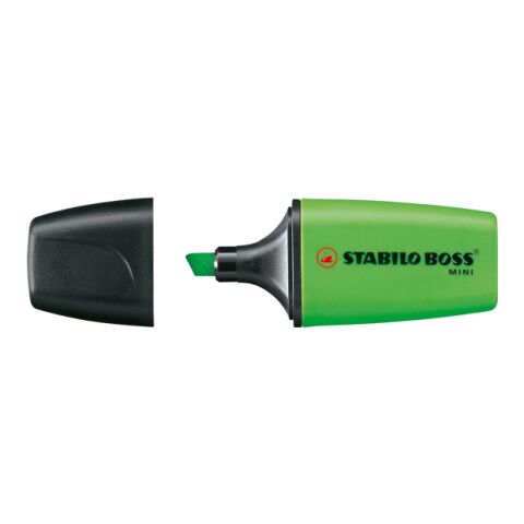 Werbeartikel STABILO BOSS MINI Leuchtmarkierer – grün – mit Logo bedruckt