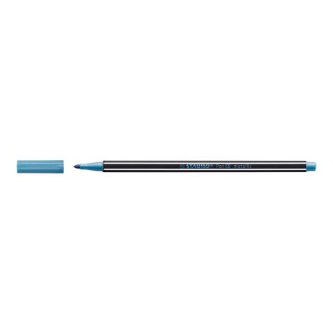 Werbeartikel STABILO Pen 68 metallic Fasermaler – blau – mit Logo bedruckt
