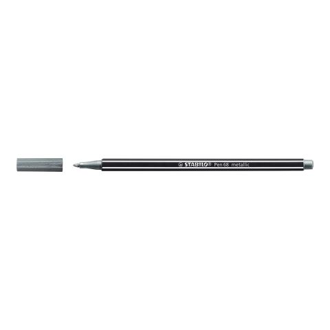 STABILO Pen 68 metallic Fasermaler silber | 1-farbiger Tampondruck
