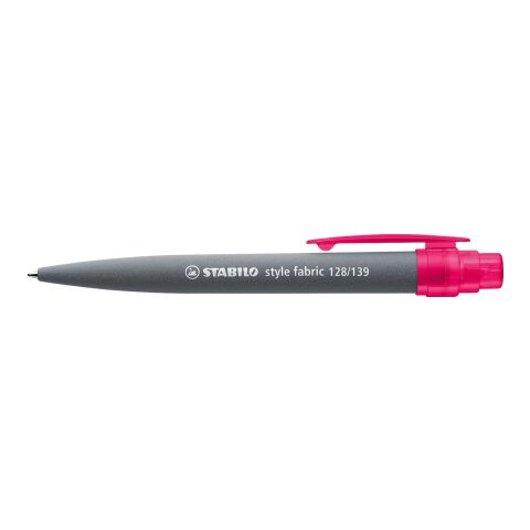 Werbeartikel STABILO style fabric Kugelschreiber – grau/pink – mit Logo bedruckt