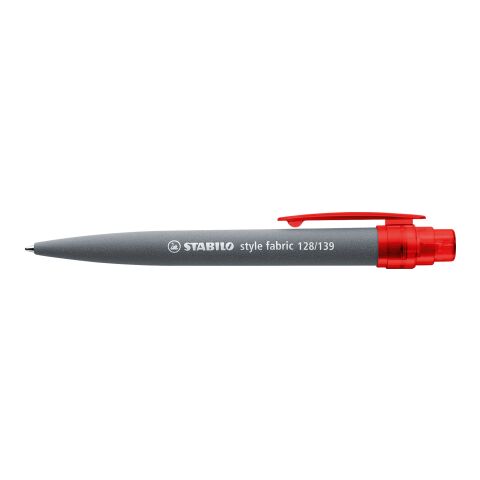 Werbeartikel STABILO style fabric Kugelschreiber – grau/rot – mit Logo bedruckt