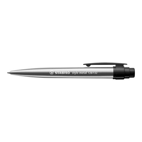 Werbeartikel STABILO style metal Kugelschreiber – silber/schwarz – mit Logo bedruckt