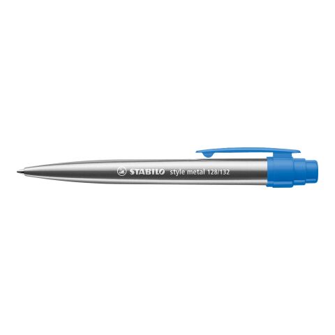 Werbeartikel STABILO style metal Kugelschreiber – silber/blau – mit Logo bedruckt