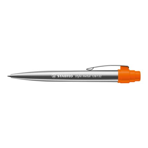 Werbeartikel STABILO style metal Kugelschreiber – silber/orange – mit Logo bedruckt