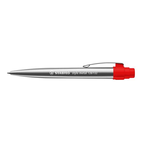 Werbeartikel STABILO style metal Kugelschreiber – silber/rot – mit Logo bedruckt