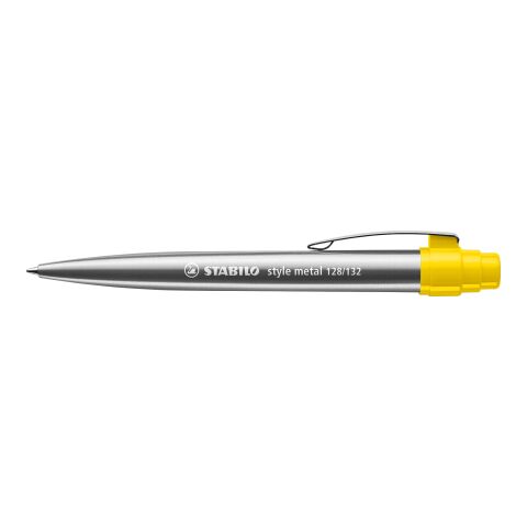 Werbeartikel STABILO style metal Kugelschreiber – silber/gelb – mit Logo bedruckt