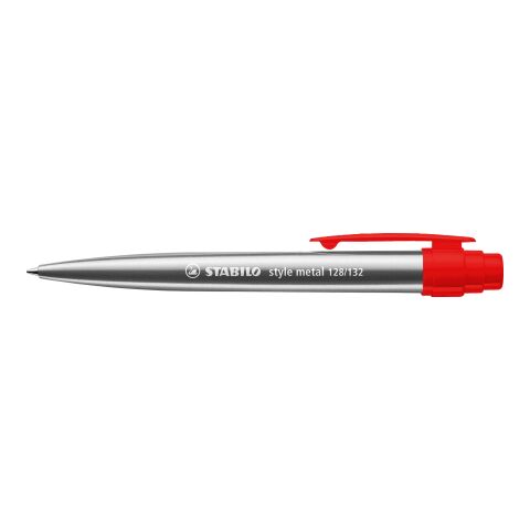 Werbeartikel STABILO style metal Kugelschreiber – silber/rot – mit Logo bedruckt