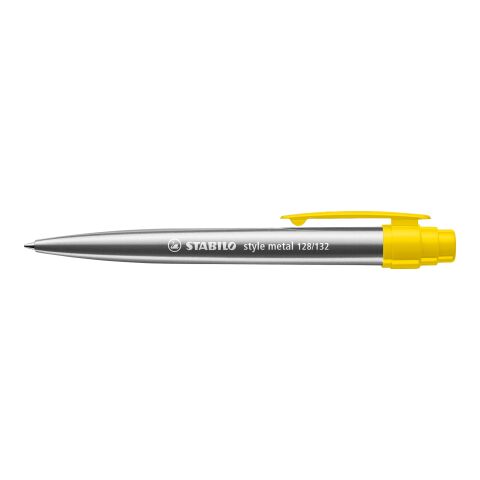 Werbeartikel STABILO style metal Kugelschreiber – silber/gelb – mit Logo bedruckt