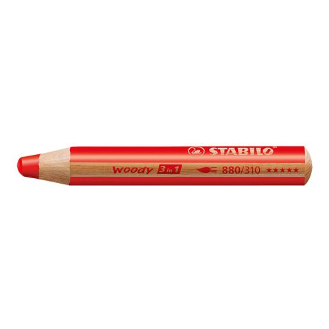 Werbeartikel STABILO woody 3 in 1 Farbstift – dunkelrot – mit Logo bedruckt