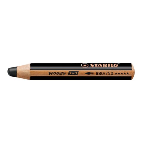 Werbeartikel STABILO woody 3 in 1 Farbstift – schwarz – mit Logo bedruckt