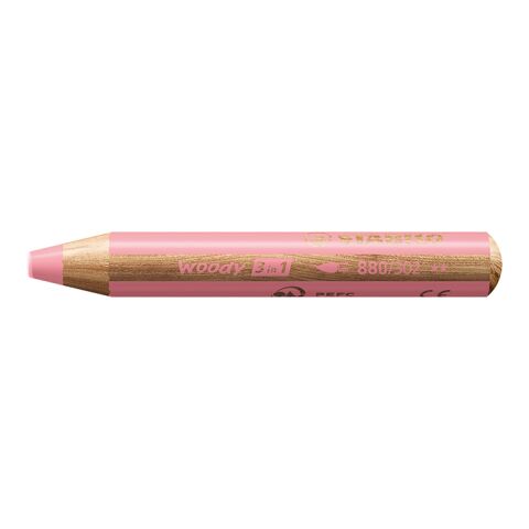 Werbeartikel STABILO woody 3 in 1 Farbstift – rosa – mit Logo bedruckt