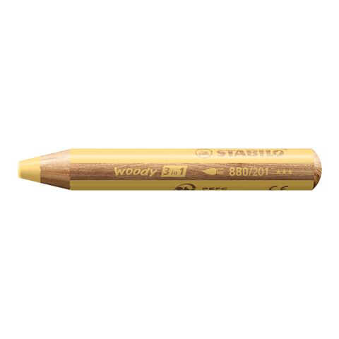 Werbeartikel STABILO woody 3 in 1 Farbstift – gelb – mit Logo bedruckt