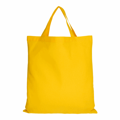 Werbeartikel TEXXILLA Baumwolltasche CLASSIC mit zwei kurzen Henkeln, ca. 140 g/m² – neongelb – mit Logo bedruckt