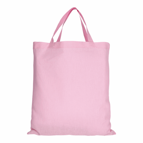 Werbeartikel TEXXILLA Baumwolltasche CLASSIC mit zwei kurzen Henkeln, ca. 140 g/m² – rosa – mit Logo bedruckt