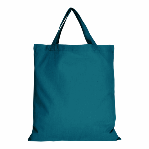 Werbeartikel TEXXILLA Baumwolltasche CLASSIC mit zwei kurzen Henkeln, ca. 140 g/m² – petrol – mit Logo bedruckt