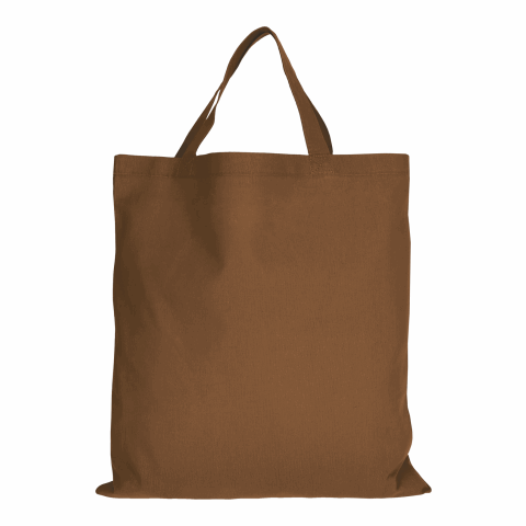 Werbeartikel TEXXILLA Baumwolltasche CLASSIC mit zwei kurzen Henkeln, ca. 140 g/m² – braun – mit Logo bedruckt