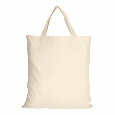 Werbeartikel TEXXILLA Baumwolltasche CLASSIC mit zwei kurzen Henkeln, ca. 140 g/m² – beige – mit Logo bedruckt