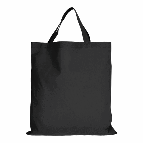 Werbeartikel TEXXILLA Baumwolltasche CLASSIC mit zwei kurzen Henkeln, ca. 140 g/m² – schwarz – mit Logo bedruckt