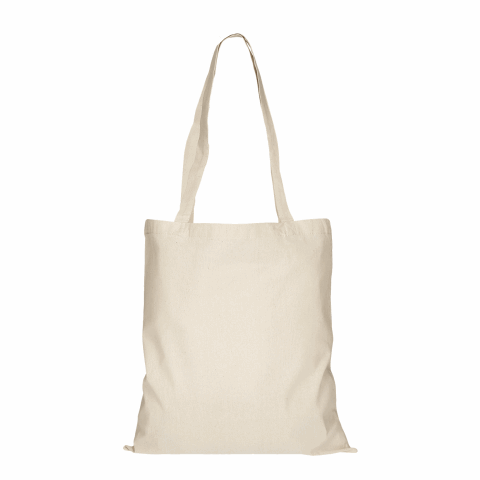Werbeartikel TEXXILLA Baumwolltasche CLASSIC mit zwei langen Henkeln, 140 g/m² – beige – mit Logo bedruckt