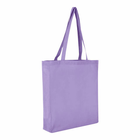 Werbeartikel TEXXILLA Baumwolltasche CLASSIC mit zwei langen Henkeln, Boden- und Seitenfalte, ca. 140g/m² – violett – mit Logo bedruckt