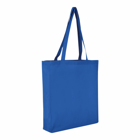 Werbeartikel TEXXILLA Baumwolltasche CLASSIC mit zwei langen Henkeln, Boden- und Seitenfalte, ca. 140g/m² – königsblau – mit Logo bedruckt