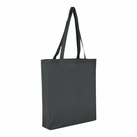 Werbeartikel TEXXILLA Baumwolltasche CLASSIC mit zwei langen Henkeln, Boden- und Seitenfalte, ca. 140g/m² – anthrazit – mit Logo bedruckt