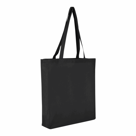 Werbeartikel TEXXILLA Baumwolltasche CLASSIC mit zwei langen Henkeln, Boden- und Seitenfalte, ca. 140g/m² – schwarz – mit Logo bedruckt